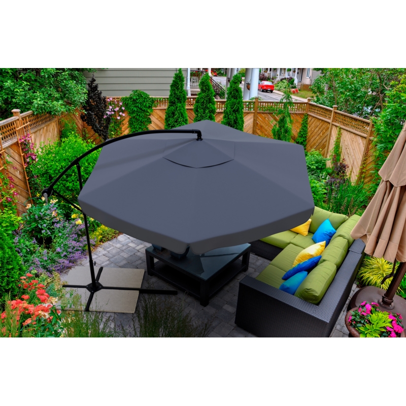 Parasol ogrodowy na wysięgniku składany 350cm Szary + Pokrowiec