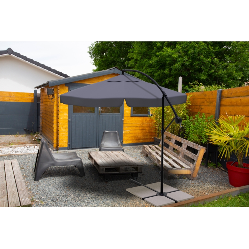 Parasol ogrodowy na wysięgniku składany 350cm Szary + Pokrowiec