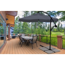 Parasol ogrodowy na wysięgniku składany 350cm Szary + Pokrowiec