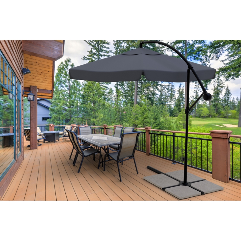 Parasol ogrodowy na wysięgniku składany 350cm Szary + Pokrowiec