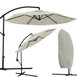 Parasol ogrodowy na wysięgniku składany 300cm Kremowy + Pokrowiec