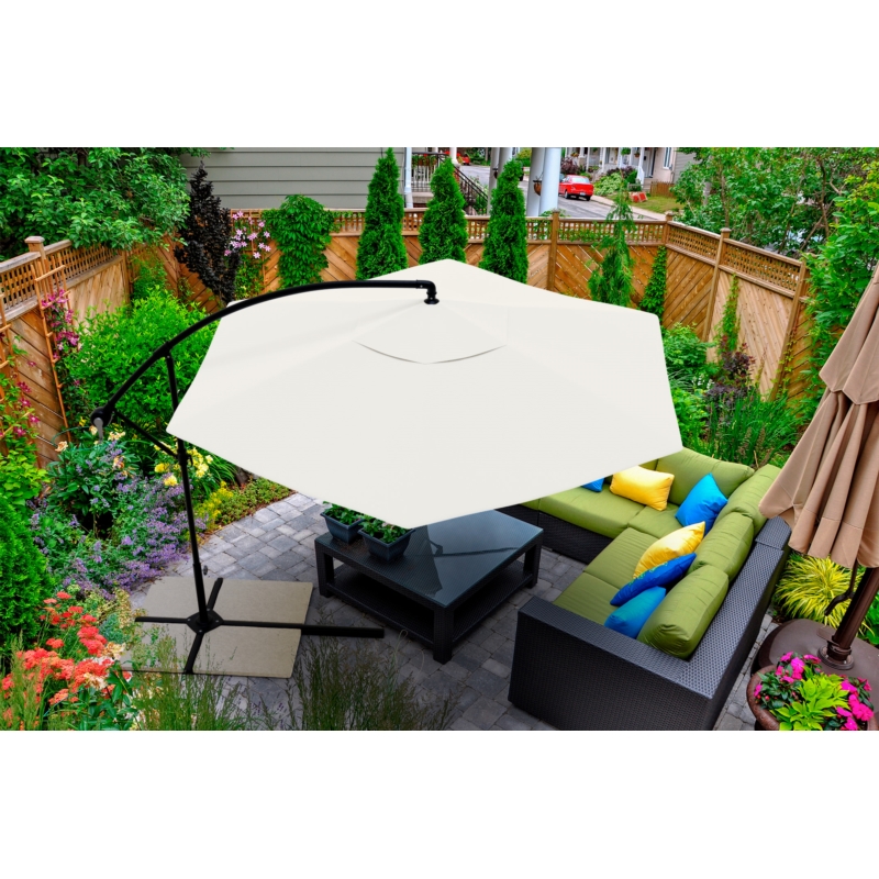 Parasol ogrodowy na wysięgniku składany 300cm Kremowy + Pokrowiec