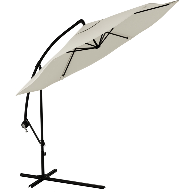 Parasol ogrodowy na wysięgniku składany 300cm Kremowy + Pokrowiec