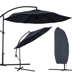 Parasol ogrodowy na wysięgniku składany 300cm Grafitowy + Pokrowiec
