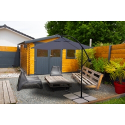 Parasol ogrodowy na wysięgniku składany 300cm Szary + Pokrowiec