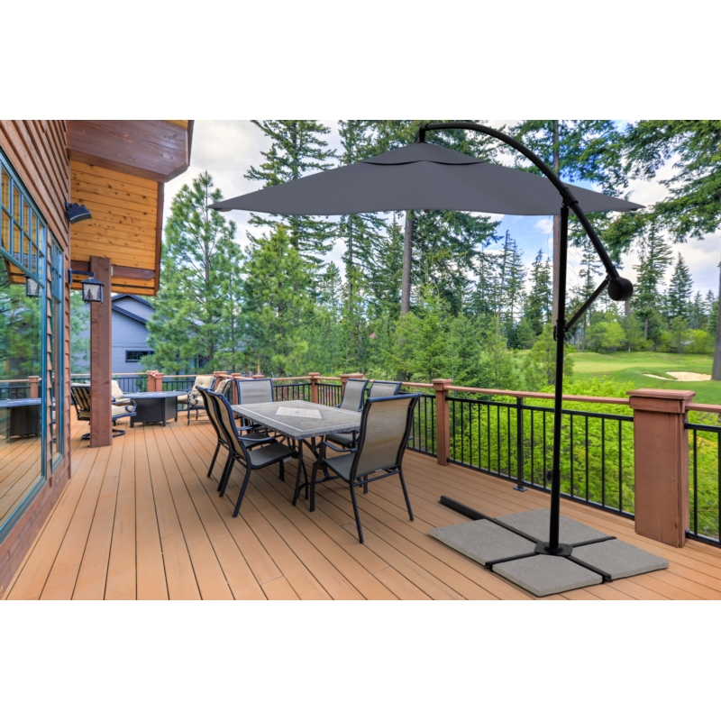 Parasol ogrodowy na wysięgniku składany 300cm Szary + Pokrowiec