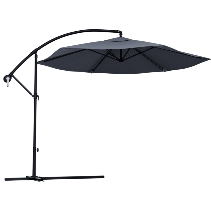 Parasol ogrodowy na wysięgniku składany 300cm Szary + Pokrowiec