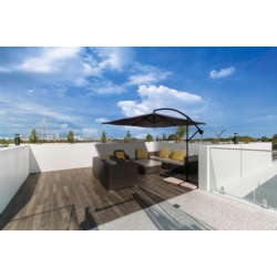 Parasol ogrodowy prostokątny na wysięgniku składany 350cm 8 segmentów Grafitowy + Pokrowiec