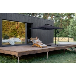 Parasol ogrodowy prostokątny na wysięgniku składany 350cm 8 segmentów Grafitowy + Pokrowiec