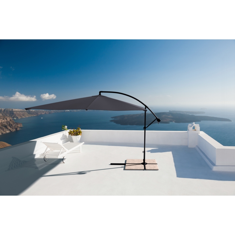 Parasol ogrodowy prostokątny na wysięgniku składany 350cm 8 segmentów Grafitowy + Pokrowiec