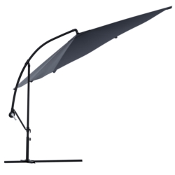 Parasol ogrodowy prostokątny na wysięgniku składany 350cm 8 segmentów Grafitowy + Pokrowiec