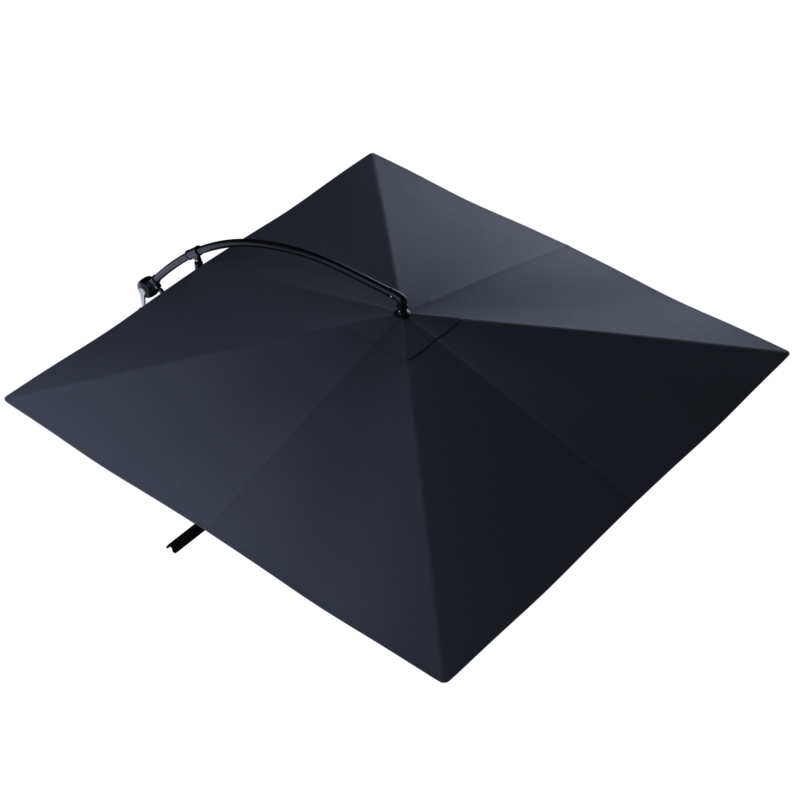 Parasol ogrodowy prostokątny na wysięgniku składany 350cm 8 segmentów Grafitowy + Pokrowiec