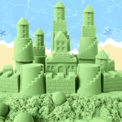 Piasek kinetyczny 3kg Zielony z pompowaną piaskownicą + Foremki i Pompka