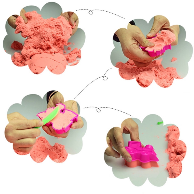 Piasek kinetyczny 3kg Naturalny z pompowaną piaskownicą + Foremki i Pompka