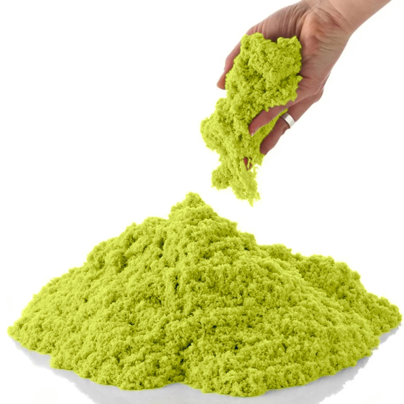 Piasek kinetyczny 3kg Żółty z pompowaną piaskownicą + Foremki i Pompka