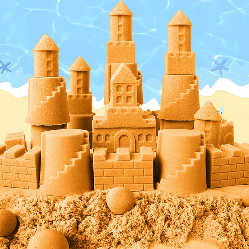 Piasek kinetyczny 3kg Pomarańczowy z pompowaną piaskownicą + Foremki i Pompka