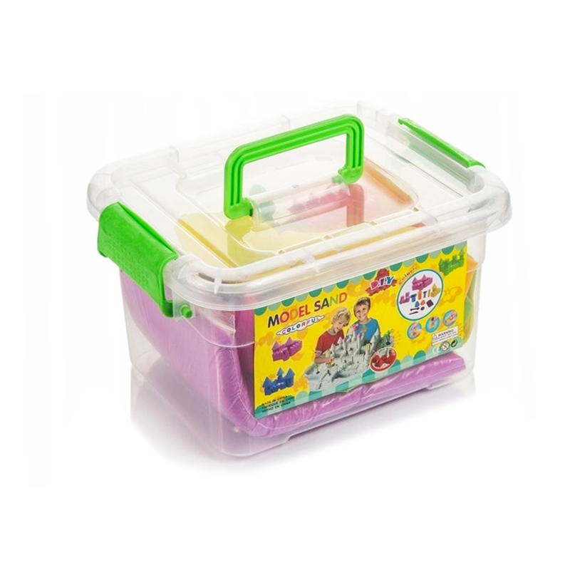 Piasek kinetyczny 3kg Pomarańczowy z pompowaną piaskownicą + Foremki i Pompka