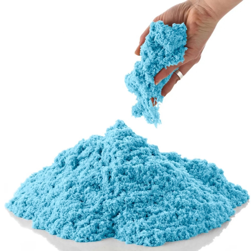 Piasek kinetyczny 2kg Niebieski z pompowaną piaskownicą + Foremki i Pompka