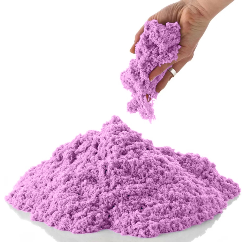 Piasek kinetyczny 2kg Fioletowy z pompowaną piaskownicą + Foremki i Pompka