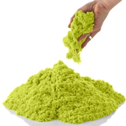 Piasek kinetyczny 2kg Żółty z pompowaną piaskownicą + Foremki i Pompka