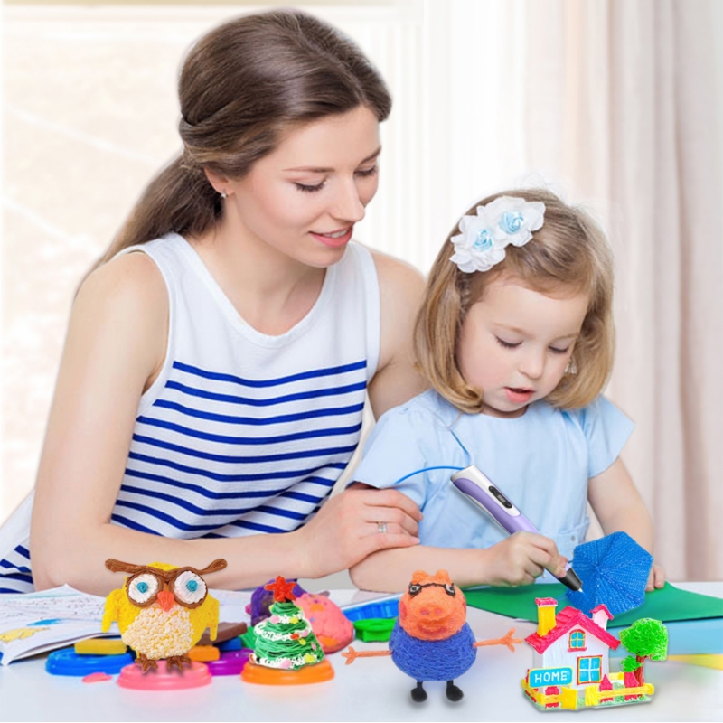 Długopis 3D dla dzieci drukarka Fioletowy + Wkłady 110m