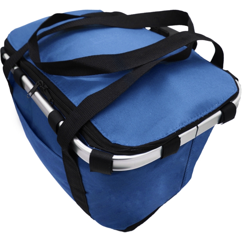 Koszyk piknikowy termiczny składany rowerowy Niebieski + Wkłady 400ml 2sztuki