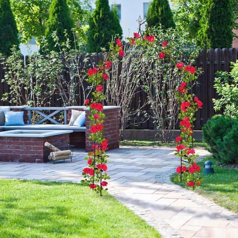 Pergola ogrodowa do róż i roślin pnących metalowa łuk ze szpicem 260cm
