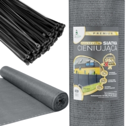 Siatka cieniująca na ogrodzenie masująca 95% 1,5x25m Szary + Opaski