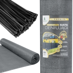 Siatka cieniująca na ogrodzenie masująca 95% 1,5x50m Szary + Opaski