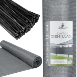 Siatka cieniująca na ogrodzenie masująca 62% 1,5x10m Szary + Opaski