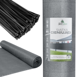 Siatka cieniująca na ogrodzenie masująca 62% 1,2x10m Szary + Opaski