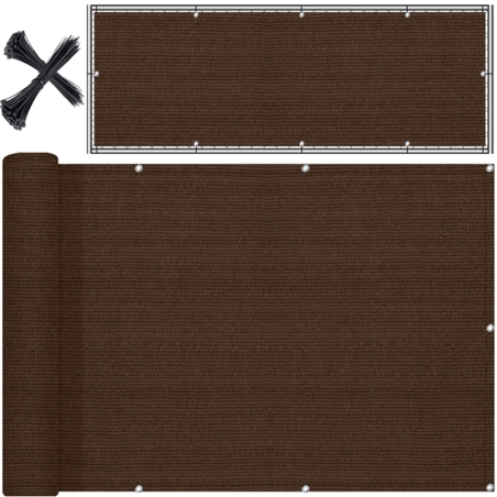 Osłona balkonowa na taras, balkon 5x1m 97% 150g/m2 Ciemny Brązowy