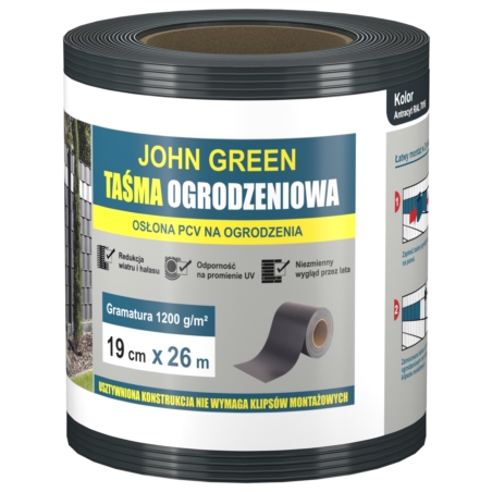 Taśma ogrodzeniowa HARD do paneli ogrodzeniowych 19cm x 26m 1200g/m2 UV+ Antracyt