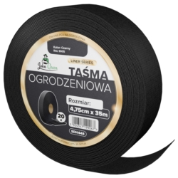 Taśma ogrodzeniowa do paneli ogrodzeniowych 4,75cm x 35m 450g/m2 Czarny + 20 Klipsów