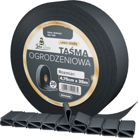 Taśma ogrodzeniowa do paneli ogrodzeniowych 4,75cm x 35m 450g/m2 Antracyt + 20 Klipsów