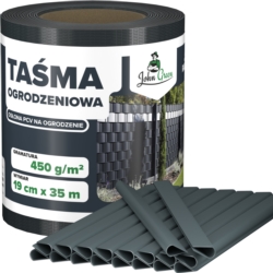 Taśma ogrodzeniowa do paneli ogrodzeniowych 19cm x 35m 450g/m2 Antracyt + 20 Klipsów