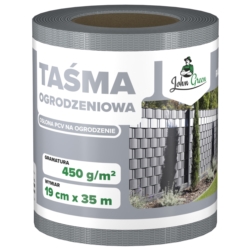Taśma ogrodzeniowa do paneli ogrodzeniowych 19cm x 35m 450g/m2 Szary + 20 Klipsów