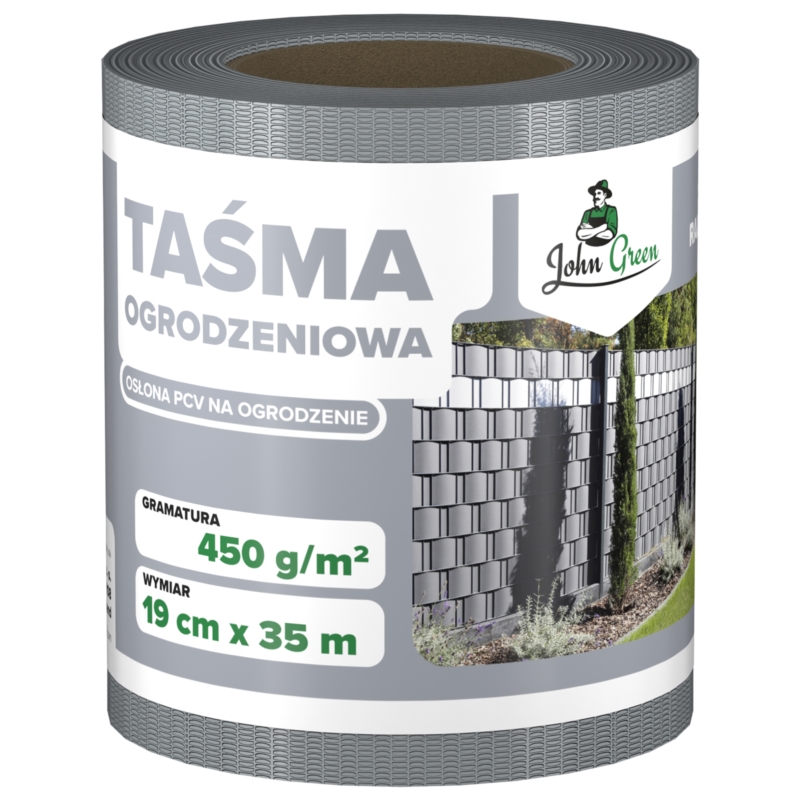 Taśma ogrodzeniowa do paneli ogrodzeniowych 19cm x 35m 450g/m2 Szary + 20 Klipsów