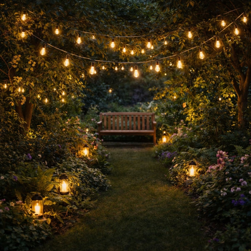 Girlanda ogrodowa solarna Żarówki Jarzeniowe 10 LED + Pilot