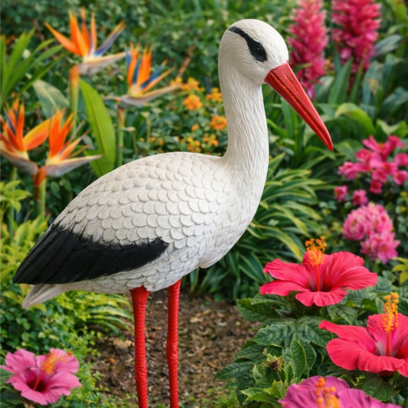 Figurka ogrodowa dekoracyjna Bocian 78cm