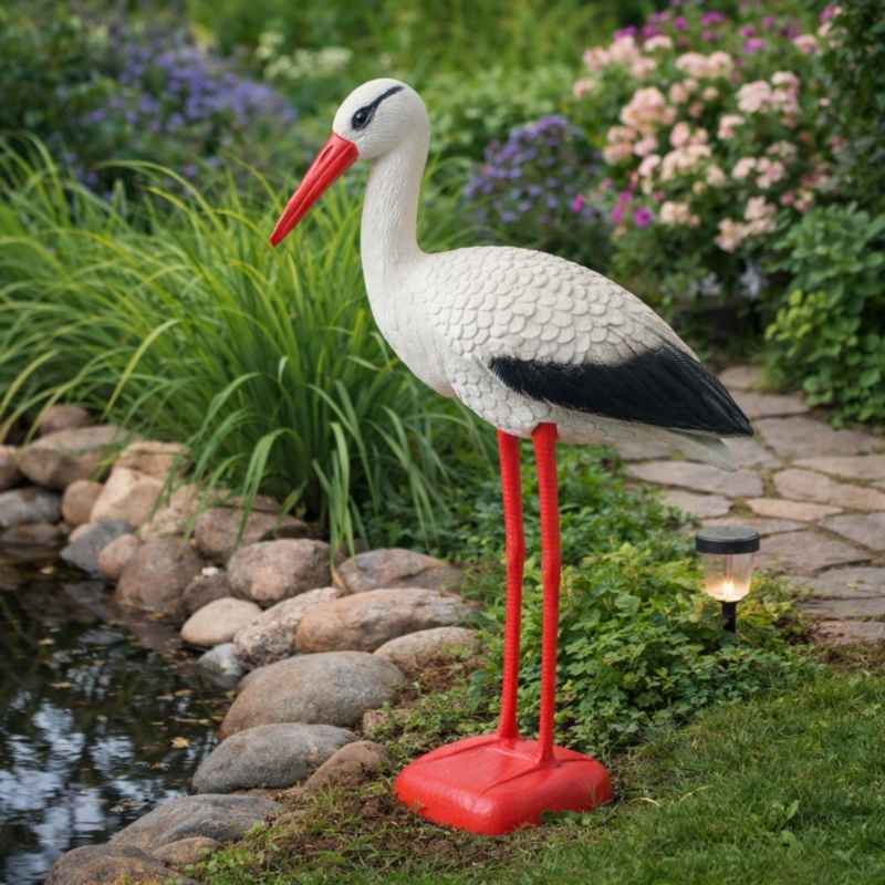 Figurka ogrodowa dekoracyjna Bocian 78cm