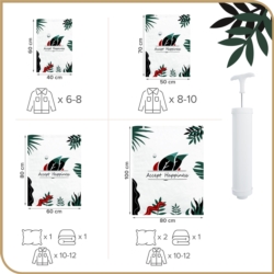 Worki próżniowe na ubrania i tekstylia 40x60cm, 50x70cm, 60x80cm, 80x100cm 10 sztuk + Pompka