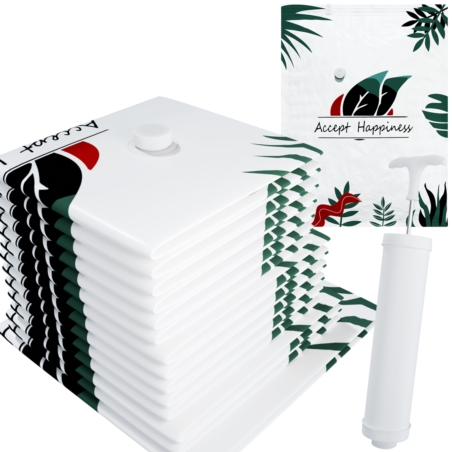 Worki próżniowe na ubrania i tekstylia 40x60cm, 50x70cm, 60x80cm, 80x100cm 10 sztuk + Pompka