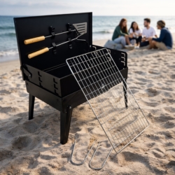 Grill węglowy turystyczny składany + Akcesoria