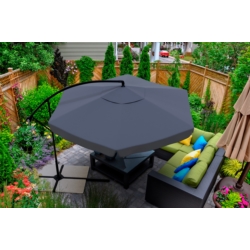 Parasol ogrodowy na wysięgniku składany 350cm Szary + Pokrowiec