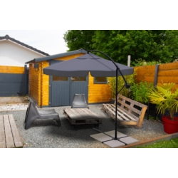 Parasol ogrodowy na wysięgniku składany 350cm Szary + Pokrowiec