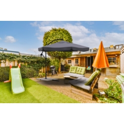 Parasol ogrodowy na wysięgniku składany 350cm Szary + Pokrowiec