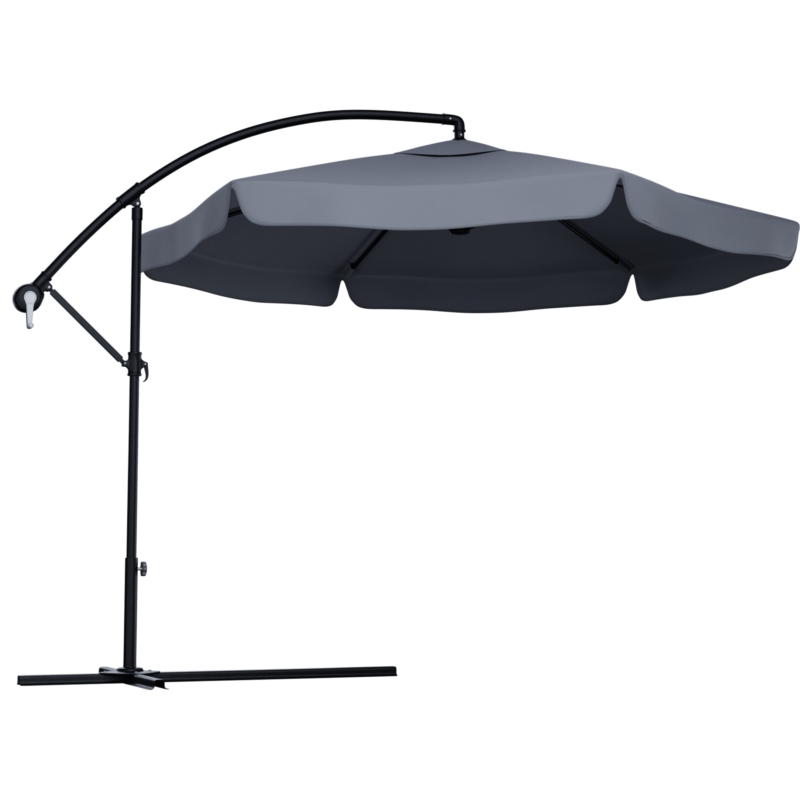 Parasol ogrodowy na wysięgniku składany 350cm Szary + Pokrowiec