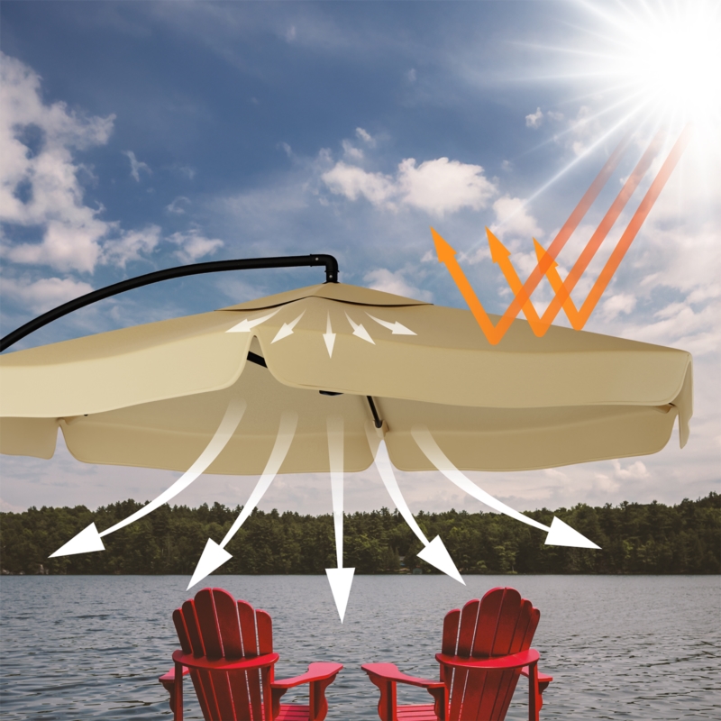 Parasol ogrodowy na wysięgniku składany 350cm Beżowy + Pokrowiec