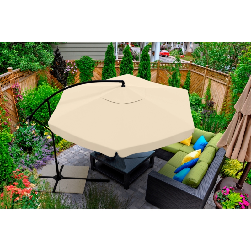 Parasol ogrodowy na wysięgniku składany 350cm Beżowy + Pokrowiec